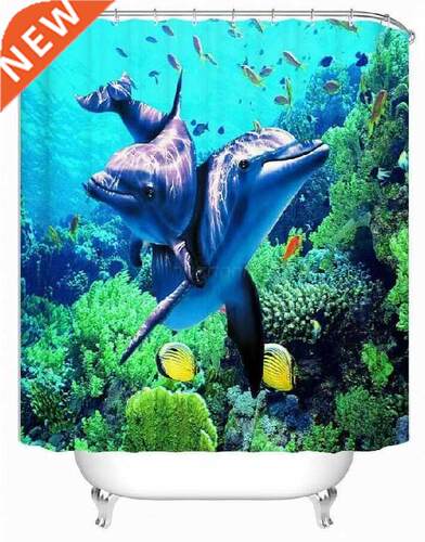 Two Dolphins Waterproof Shower Curtain Bathroom