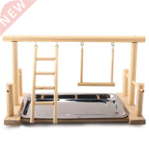 Quality Wood Play Stand and Stainless Steel Tray Pet Bird