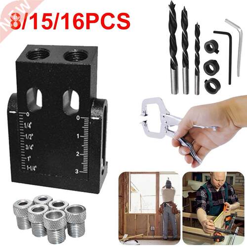 8/15/16PCS Pocket Hole Dowel Jig 15 Degree Angle Adjustable