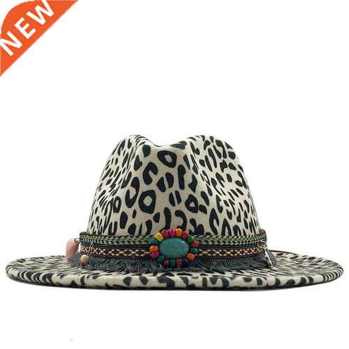 nd Unisex Flat Brim Wool Felt Jazz Fedora Hats Men Women Leo