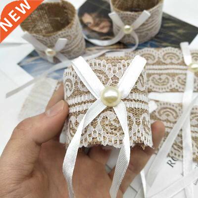 5pcs Linen Lace Napkin Ring Buckle for Rustic Wedding Table