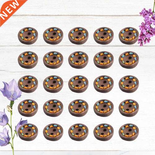 50pcs Colorful Wooden Buttons DIY Beautiful Buttons Clothes