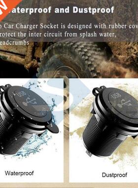 New 5-12V Car Charger Socket QC 3.0 Dual USB Port Volt Displ