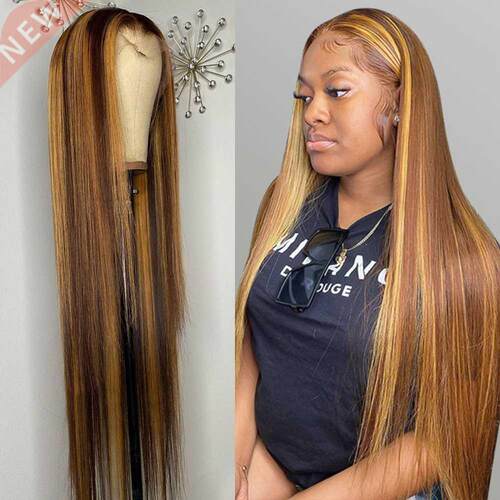 Highlight Wig Human Hair Ombre Honey Blonde T Part Transpare