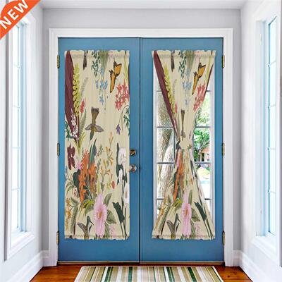 Flowers Birds Butterfly Retro Style Door Curtain Kitchen