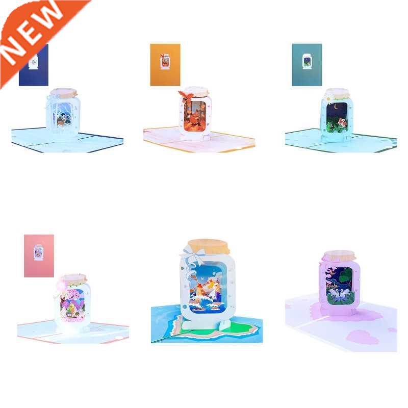 Handmade 3D Greeting Cards Bottle Scenery Pop Up Card for Mo