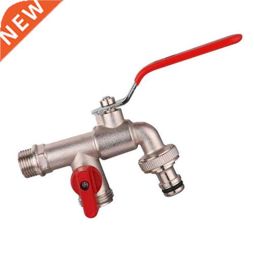 90 Degree Double Valve Water Tap Durable Brass Faucet for Ho