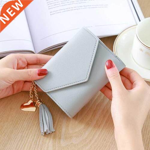 Mini Women Wallet Top Leather Tassel Pendant Short Wallet
