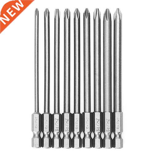 9 Pcs 1/4'' 100mm S2 Hex Cross Head PH1 PH2 Bit