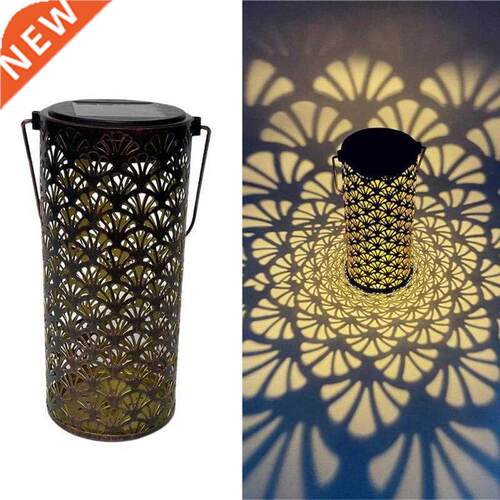 LED Retro Garden Solar Lamp Metal Hollow Shadow Projection