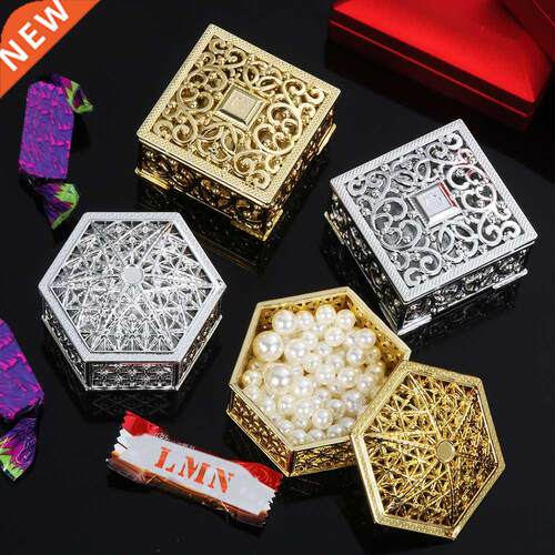 1 Pc Retro Plastic Hollow Jewelry Storage Box Gold Silver Ch