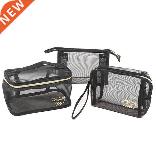 Wash Makeup Bag for Women Black Mesh Cosmetic Bag Beauty
