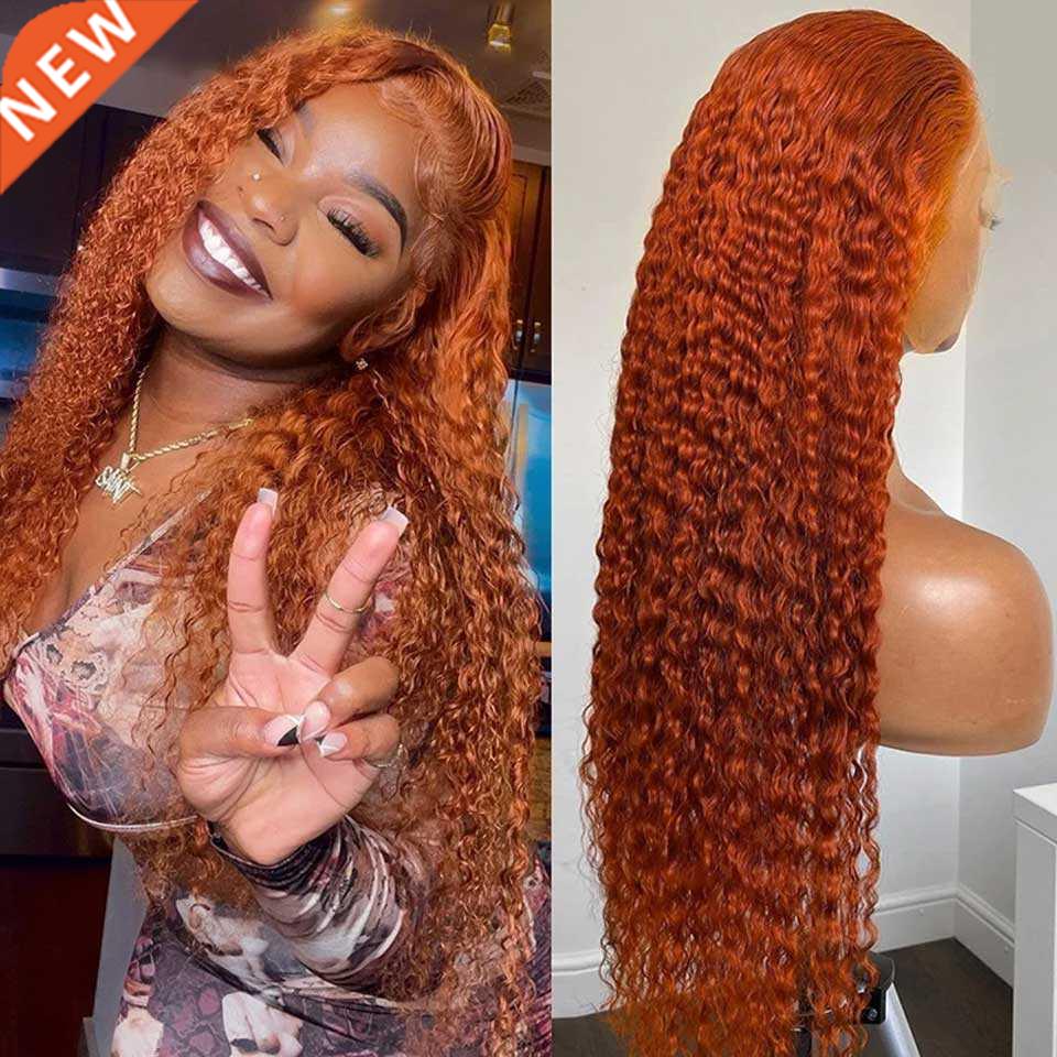 Ginger Lace Front Human Hair Wigs 34 Inch 99J Burgundy Deep