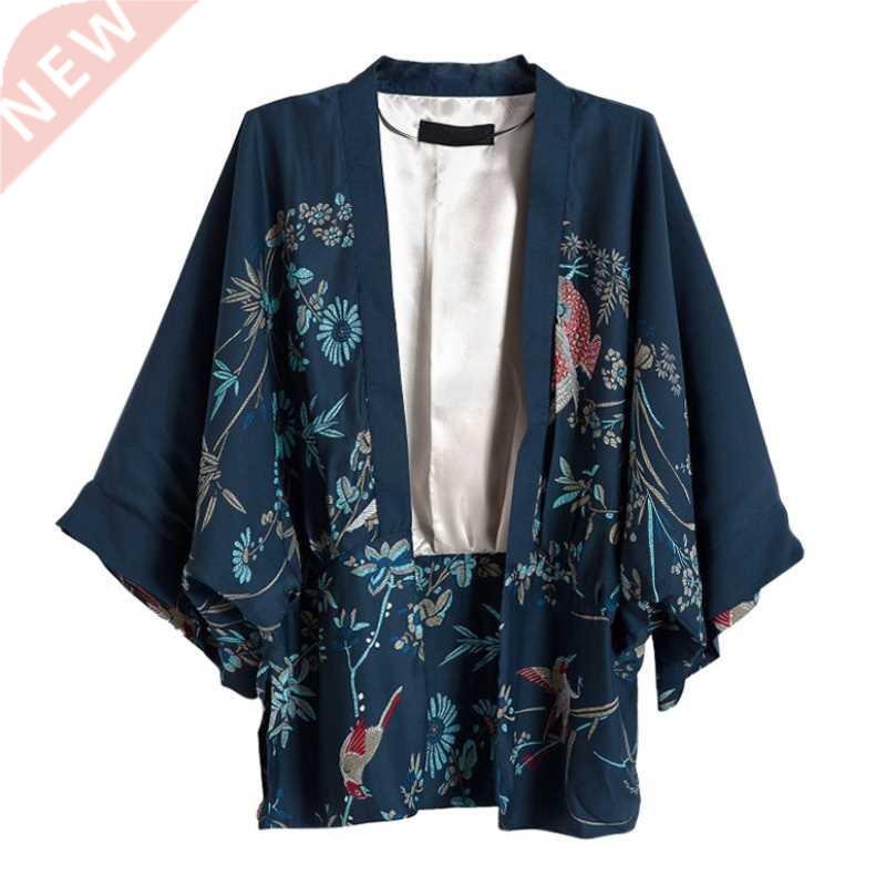 Vintage Summer Women Outerwear Cardigan Flowers birds Printe