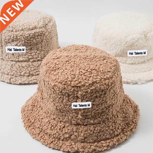 Lamb Faux Fur Bucket Hat Winter Warm Teddy Velvet Hats for W