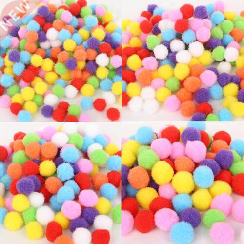 Hot 100-500Pcs/lot Mixed Soft Round Shaped Pompom Balls Fluf