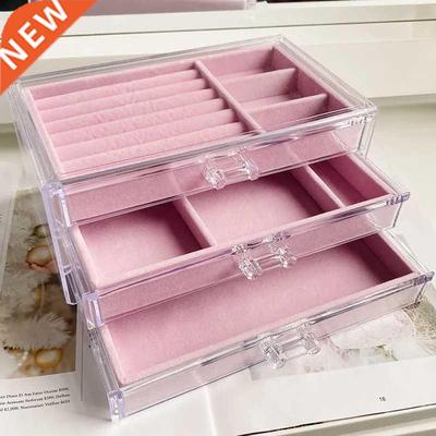 New Velvet Three-Layer Jewellery Storage Box Acrylic Organiz