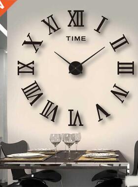 3D Large Roman Numeral Acrylic Mirror Wall Clock Sticker Fas