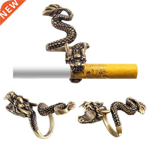 Cigarette Holder Dragon Ring Rack Metal Smoker Finger Clip H