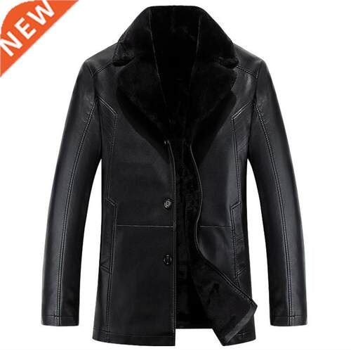 Russan Wnter Black leather jackets Hgh qualty Thck Warm