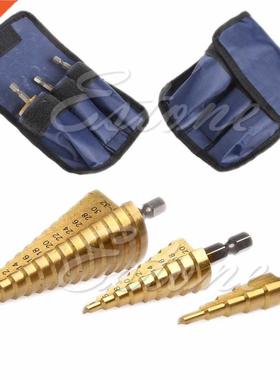 Pcs Set Steel Titanium Nitride Coated Step Drill Bit Quick