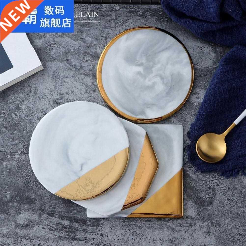 1pc Gold Marble Coasters Ceramic Coaster Tea Cup Pad Round T