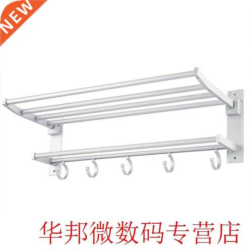 Alumimum Bath Towel Rack Holder Washcloth Shelf w/ 5 Hooks B