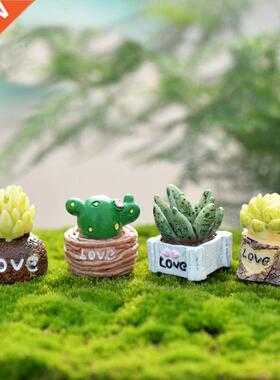 4PCS Cute Love Mini Succulent Cactus Plant Decor PVC Crafts