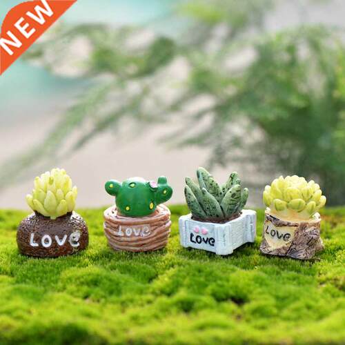 4PCS Cute Love Mini Succulent Cactus Plant Decor PVC Crafts