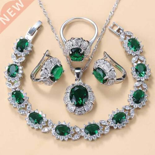 925 Sterling Silver Necklace And Earrings Jewelry Sets For W