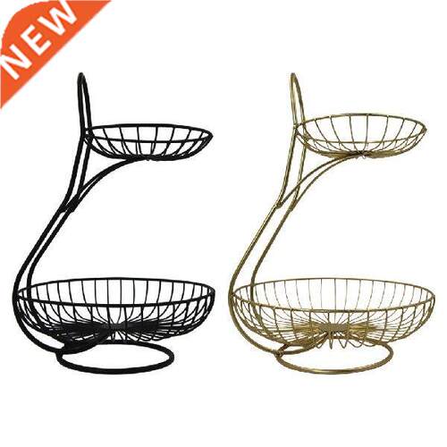 Metal Wire 2 Tier Fruit Basket Countertop Fruit Basket