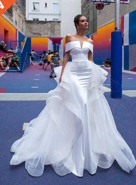 2021 Mermad Weddng Dresses Wth Detachable Skrt Off The S