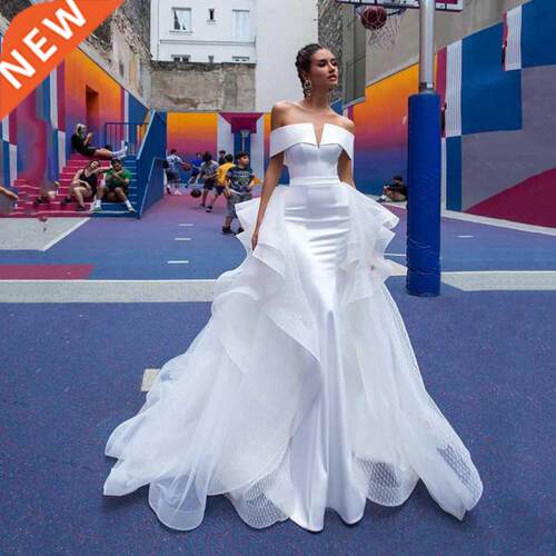2021 Mermad Weddng Dresses Wth Detachable Skrt Off The S