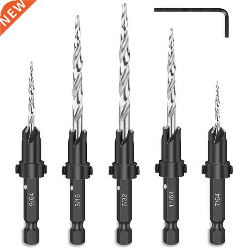 5Pcs Countersink Drill Bit Set Adjustable Punching Drill Bit