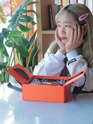 Square Empty Gift Box New Year Ribbon Valentine 33cm Kraft