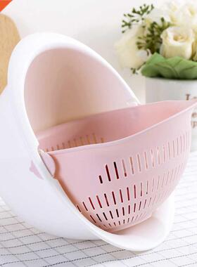 Double Drain Basket Bowl Rice Washing Kitchen Sink Strainer