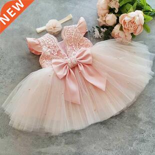 Girls Princess Bowknot Dress Toddler Baby Kids Ruffles Lace