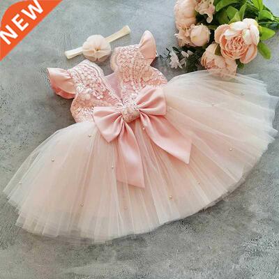 Girls Princess Bowknot Dress Toddler Baby Kids Ruffles Lace