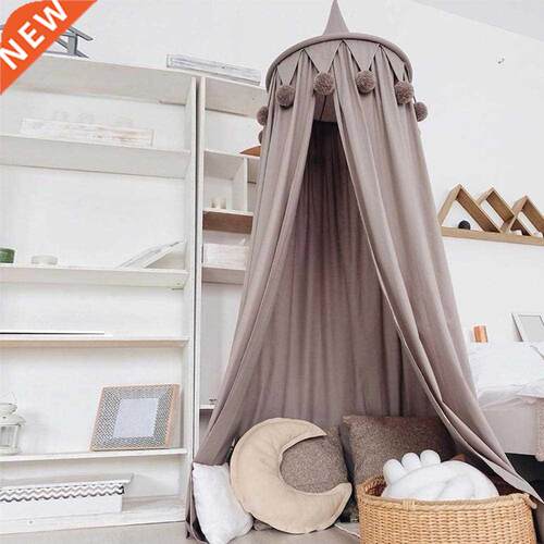 Nordic Kid Baby Bed Canopy Round Pompom Dome Hanging