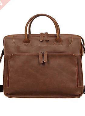 Women Men Leather Shoulder Bag Large Capacity 14 Inch Lap