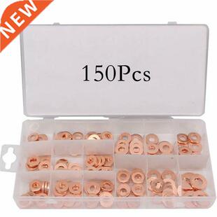 150Pcs Copper Washer Gasket Nut and Bolt Set 15 Sizes Flat R