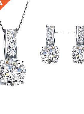 European Brand 925 Sterling Silver Rainestone Pendant Neckl