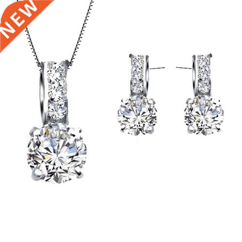 European Brand 925 Sterling Silver Rainestone Pendant Neckl