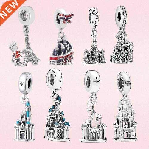 925 Silver charm Magic Elf Castle Dangle charm pengdant Fit