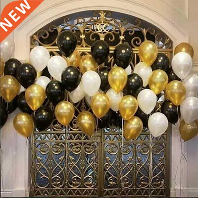 30pcs/lot 10inch 1.5g Gold Black Silver Latex Helium Balloon