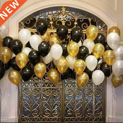 30pcs/lot 10inch 1.5g Gold Black Silver Latex Helium Balloon