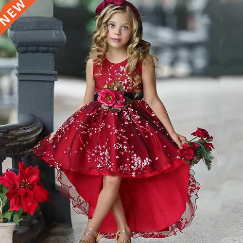 Baby Girls Flower Princess Ball Gown Party Tutu Trailing Dre