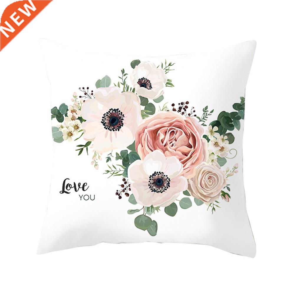 Flower Love Pattern Pillowcase Polyester Cushion Cover Pillo
