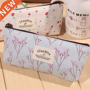 Cute Kawaii Floral Flower Canvas Zipper Pencil Cases Lovely