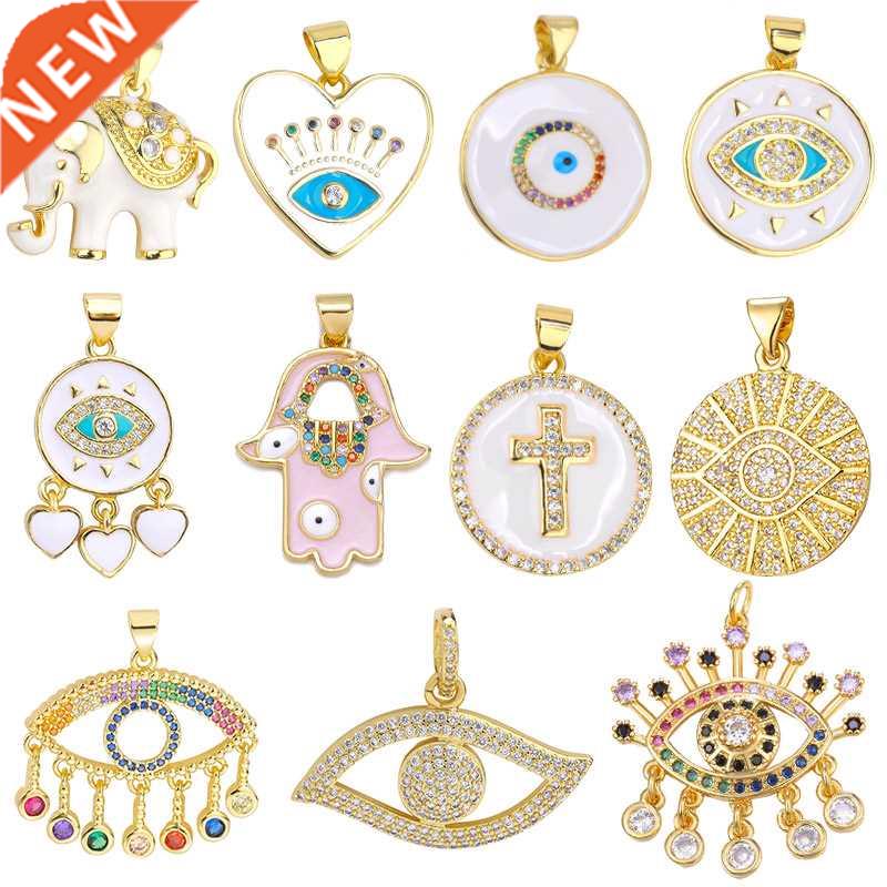 Juya Micro Pave Zircon Elephant Hamsa Hand Of Fatima Cross G